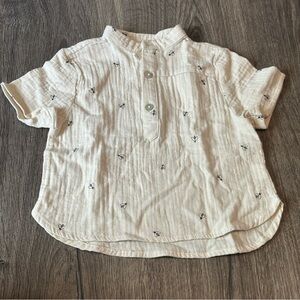 Rylee + Cru Cream Button-Down Shirt with Bee Pattern 12-18m Baby Boy